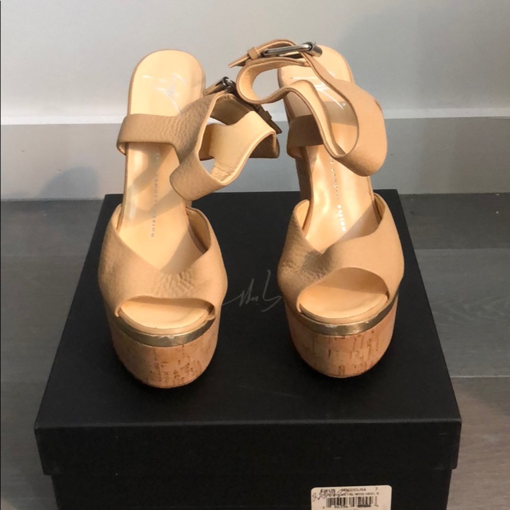 Giuseppe Zanotti Cork Wedge Sandal sz 37